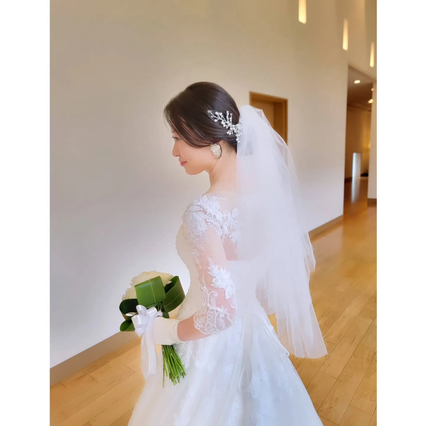 七分丈袖レースが可愛くて品がありノーブルだけど、かっちりしす...