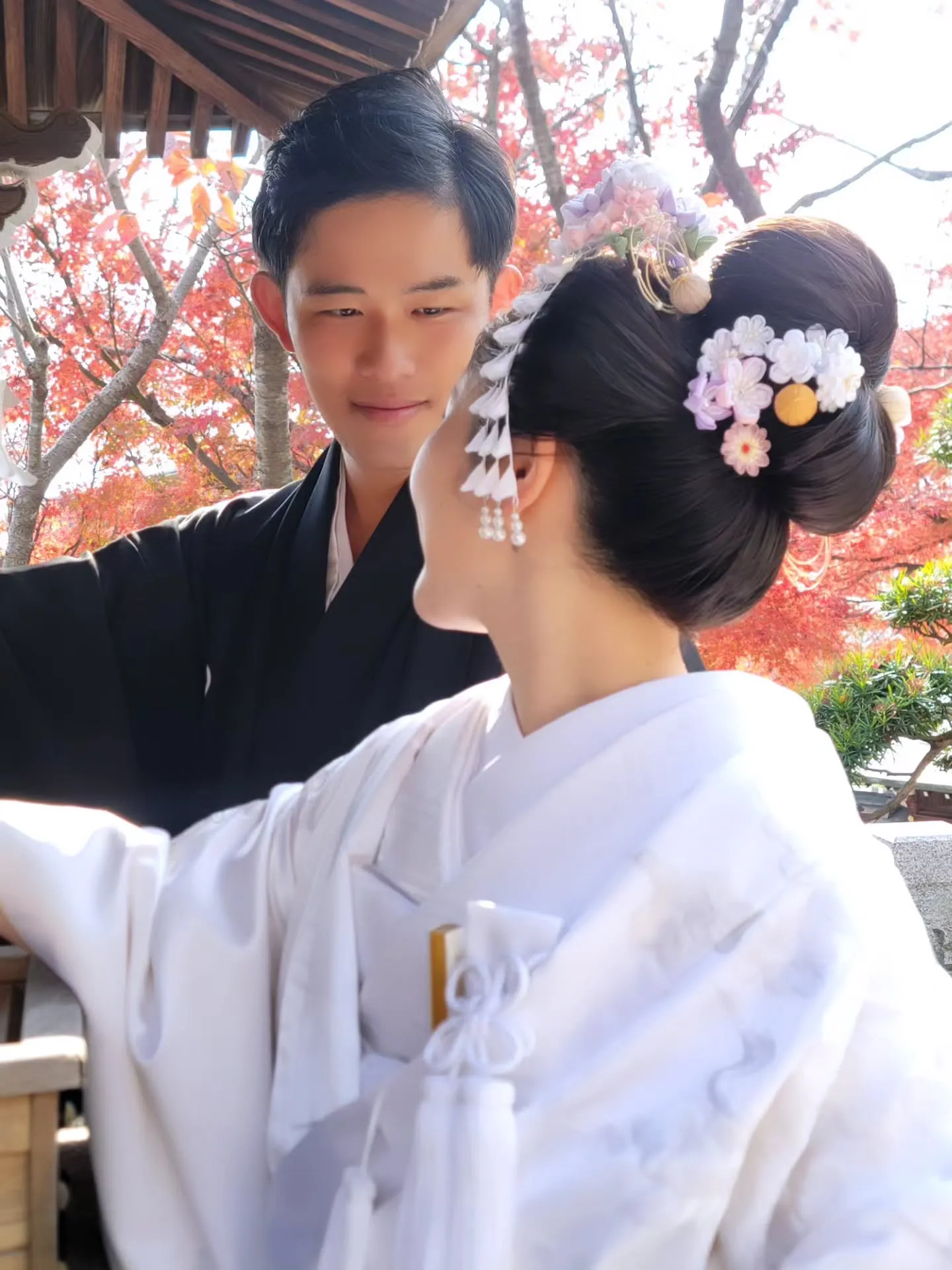 ご結婚式は白無垢に新日本髪をやりたい！という思いで髪の毛を長...